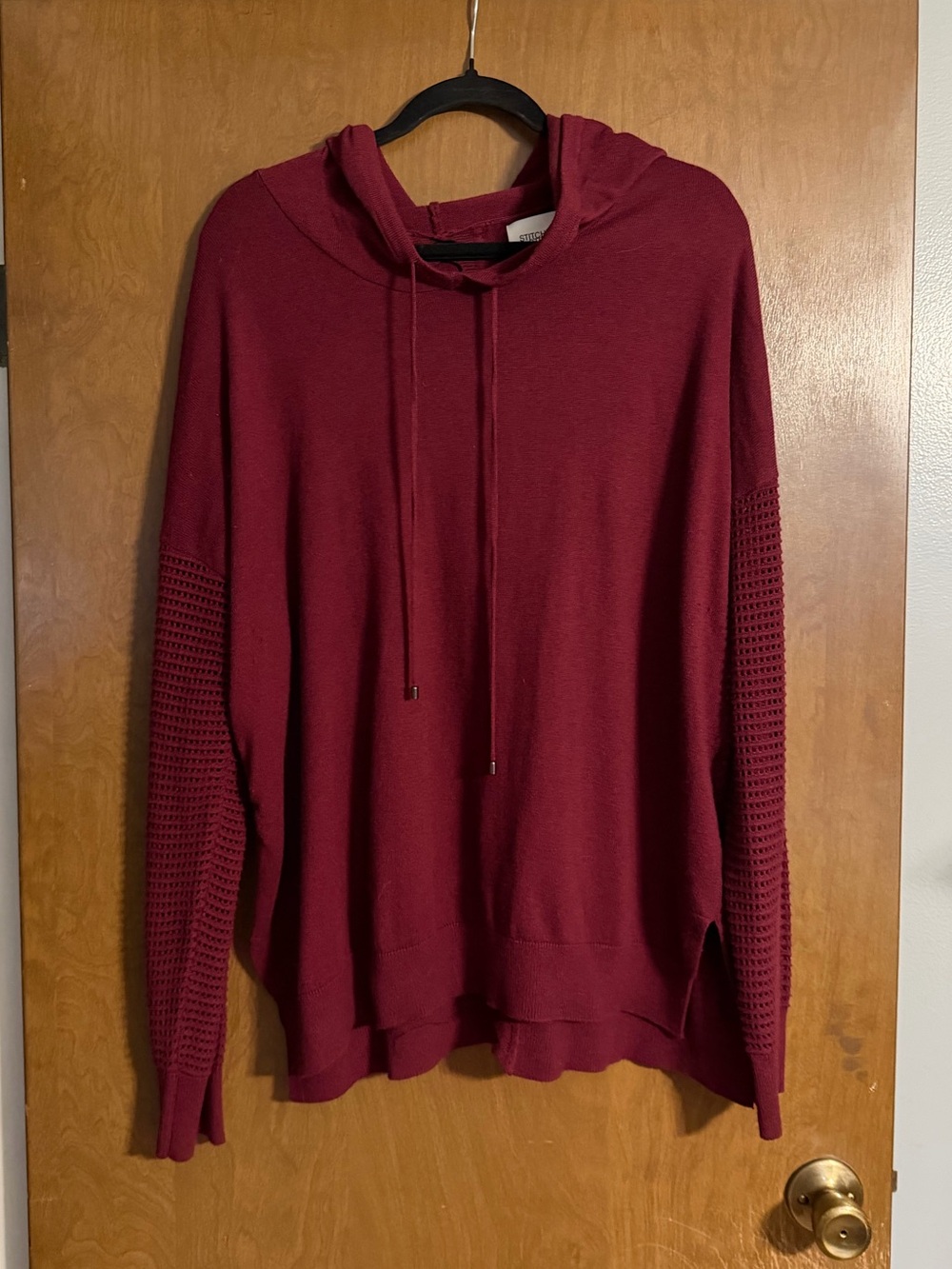 Stitches + Stripes Maroon Hooded Knit Sweater